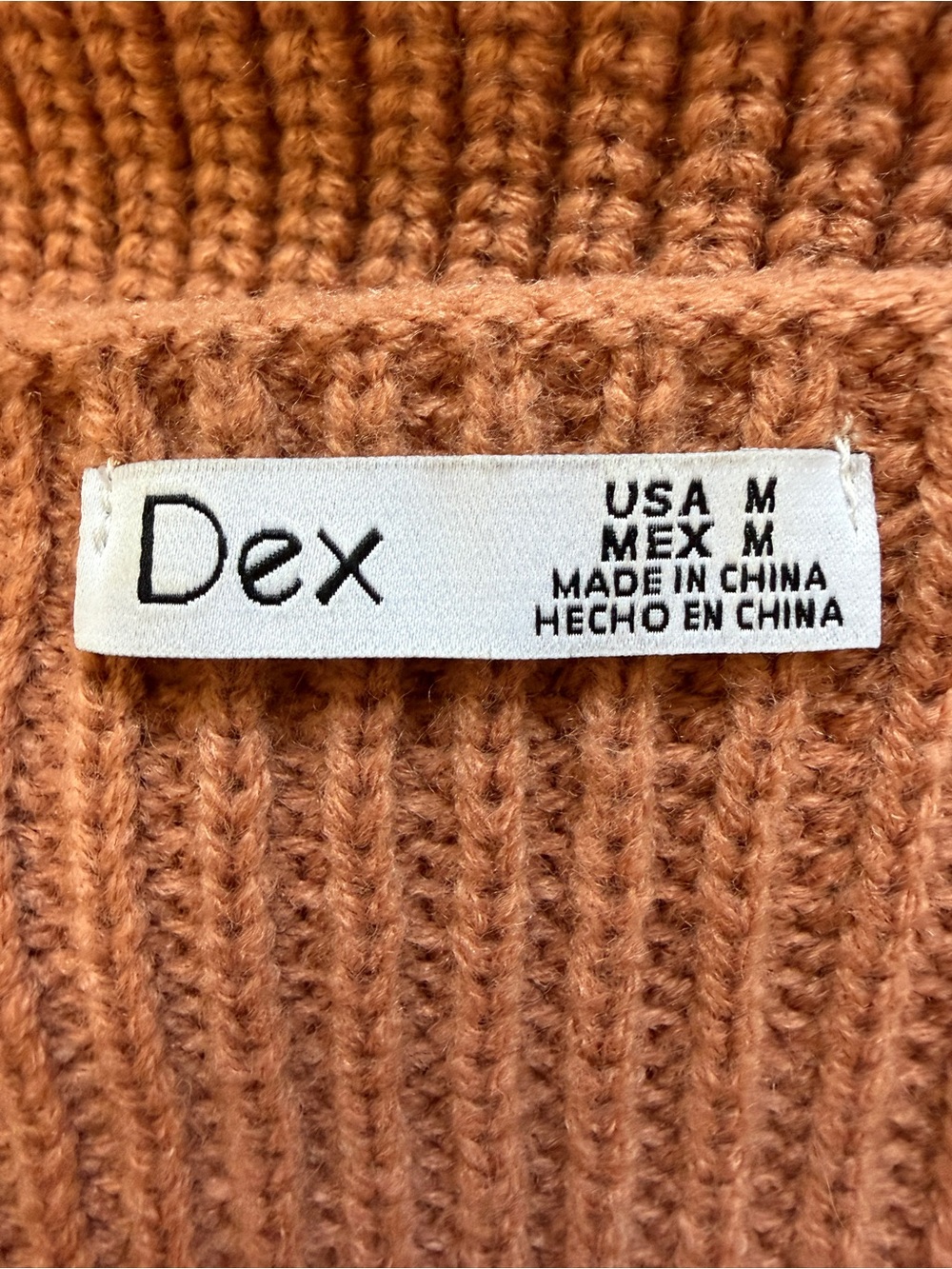 Dex Womens Boho Chunky Knit Oversized Sweater Size M Rust Cottagecore V-Neck - Picture 2 of 5